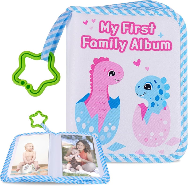 abcxgood Products My First Family Album photo book Holds 4 x 6 in photos soft baby book Suitable for newborns Children's personalized (Blue) - Image 1